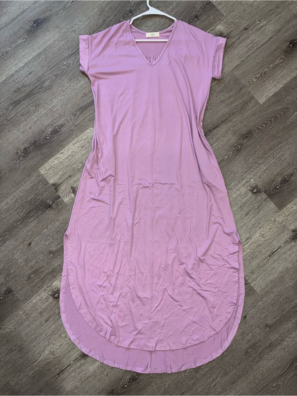 entro Lavender Lilac V-Neck Maxi T-Shirt Dress Boho Boutique
